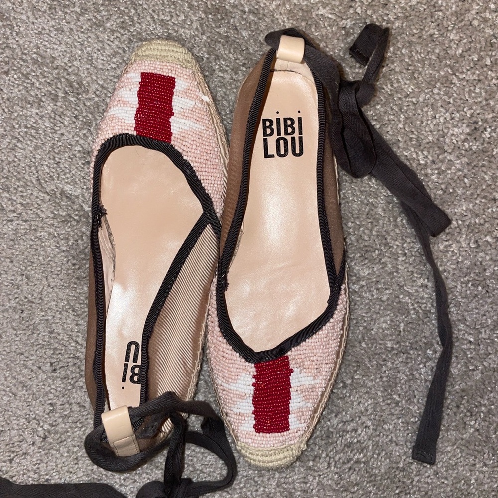 Bibi Lou beaded ankle-wrap espadrilles